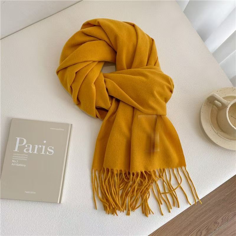 T196 Japanese college style scarf for women to keep warm in winter, student forest style, new style solid color neck scarf, enlarged and thickened sha