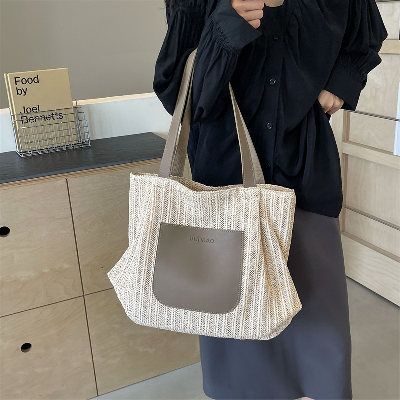 2025 Summer New Straw Beach Large Capacity Leisure Versatile Woven Tote Trendy Shoulder Bag #swissmilitary