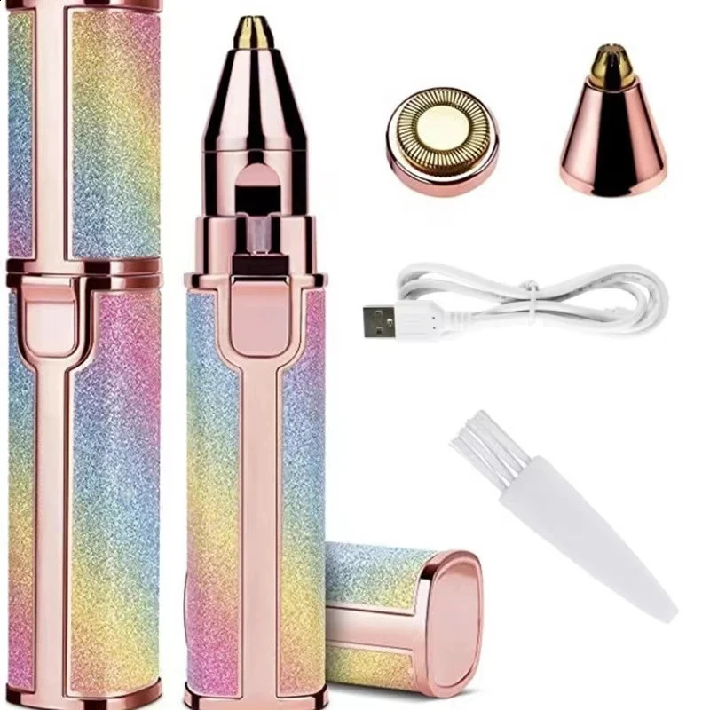 Womens Electric Eyebrow Trimmer Mini Shaver Razors Portable Hair Remover Women Built-in LED Light 250224