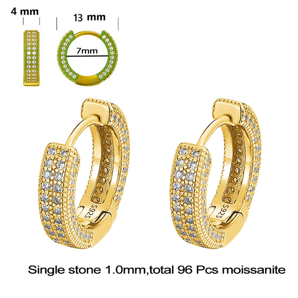 D Color Full Hoop Earrings For Women Men 925 Sterling Silver 18k Gold Plated Sparkling Diamond Fine Jewelry Gifts GRA 250219
