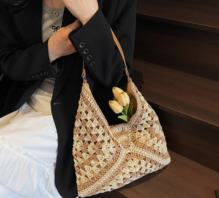 Large Capacity for Women New Summer Seaside Vacation Straw Woven Versatile Commuter Single Shoulder Tote Bag #swissmilitary