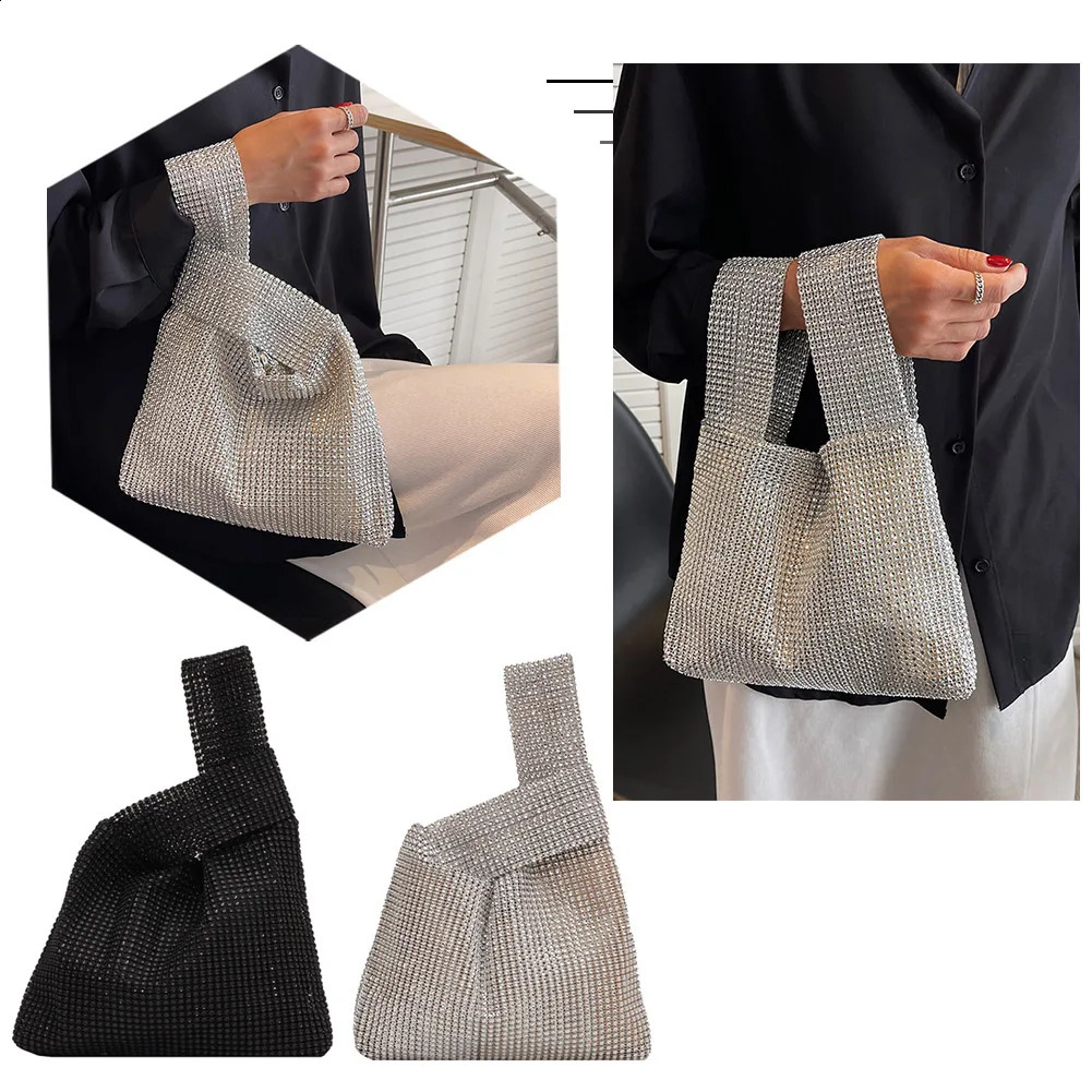 Ship from US Women Fashion Sequin Bag Solid Color Rhinestone Small y Clutch Versatile Sparkly Evening Bags Female Party Handbag 250303FBB