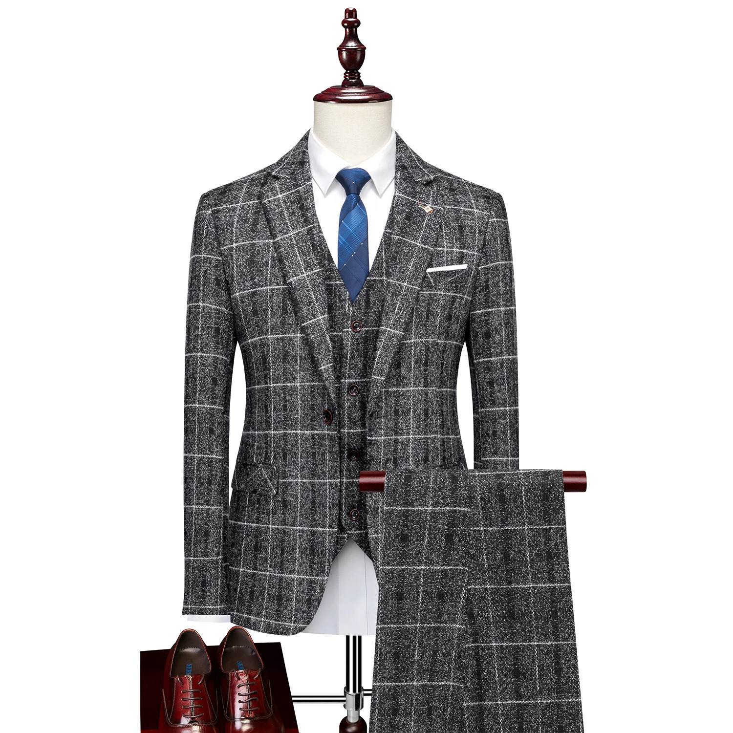 Mens Suit One Button suit Vest Trousers Fashion Wedding Business Leisure Career Work Formal Three-piece Set M-5XL 250224