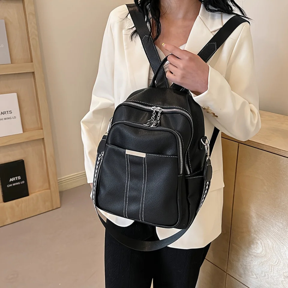 Ship from US Chic Solid Color Backpack Purse Versatile TwoWay Shoulder Bag Small yet Spacious PU Leather Daypack for School Casual Sty 250304FBB