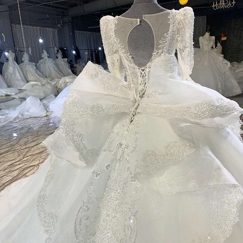 Custom organza ball gown square neck dress for wedding lace sequins mn133 novia dresses