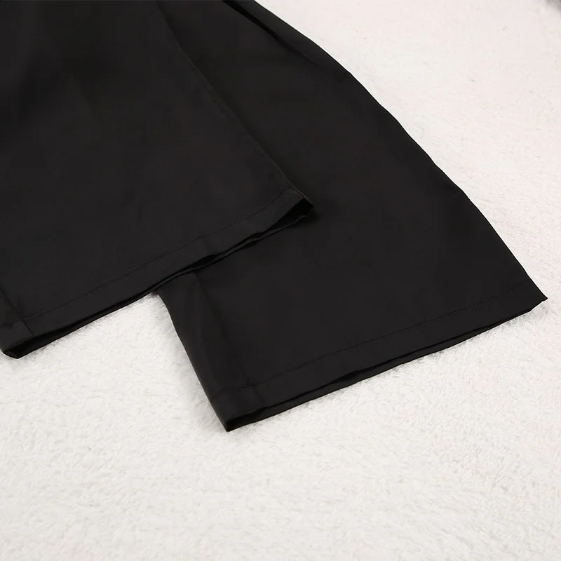 Womens Pajamas Silk Pajamas Low Cut Sexy Single-Breasted Long Sleeves Wide Leg Pants Pyjamas Sets Sleepwear Loungewear Women 250226
