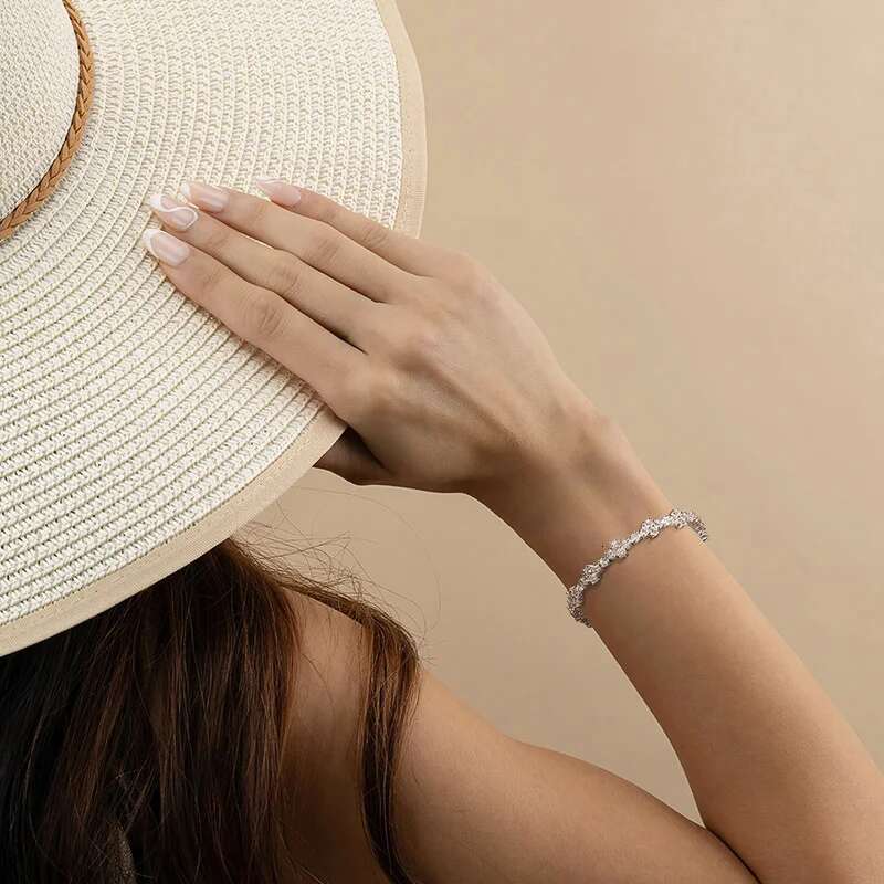 KNOBSPIN D VVS1 Moissanite Tennis Bracelet Solid Sterg Sier Plated White Gold with GRA Bracelets for Women Jewelry