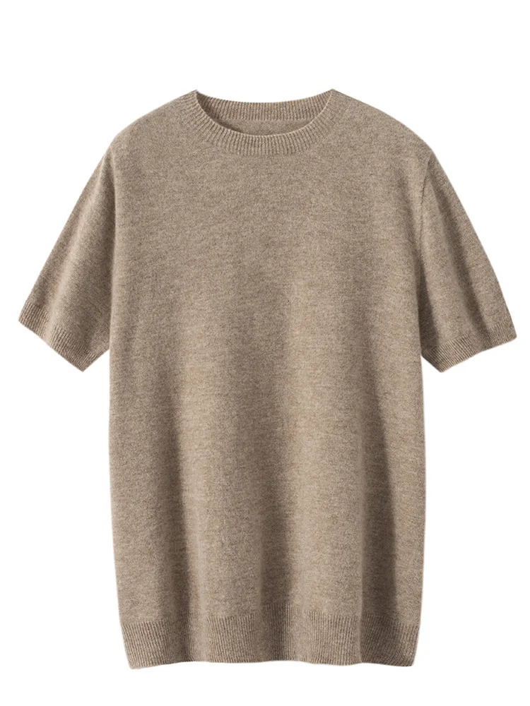 First-Line Ready-To-Wear Men O-Neck Short-Sleeve Pullovers Spring Summer 100% Merino Wool Sweater T-Shirt Soft Knit Men Top 250227