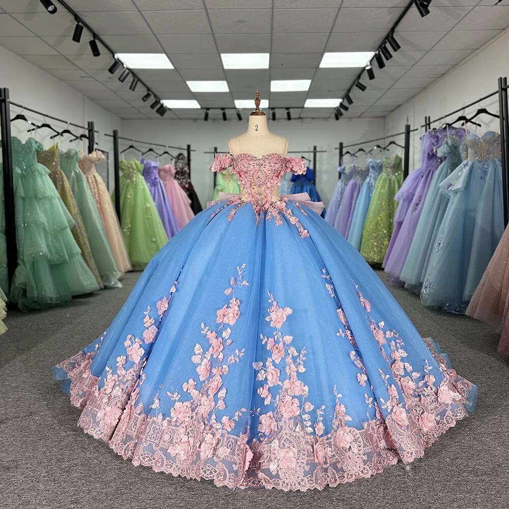 Custom Elegant Ball Gown Quinceanera Appliques Off Shoulder Prom Formal Birthday Party Dresses 15