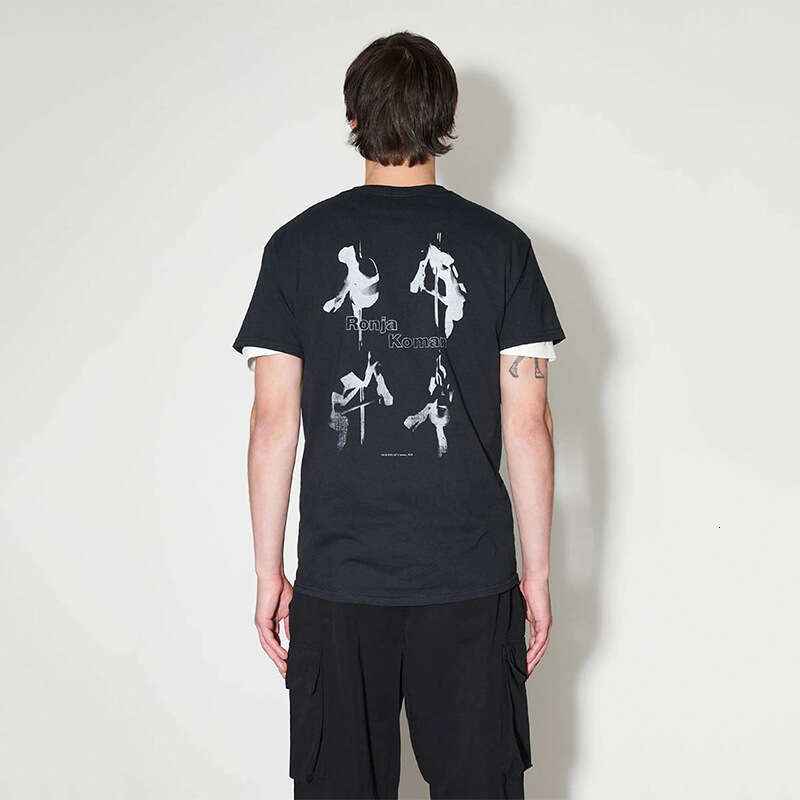 Our Legacy Black and White Film Letter Printed Vibe New Small Collar Short sleeved T-shirt from a niche fashion brand