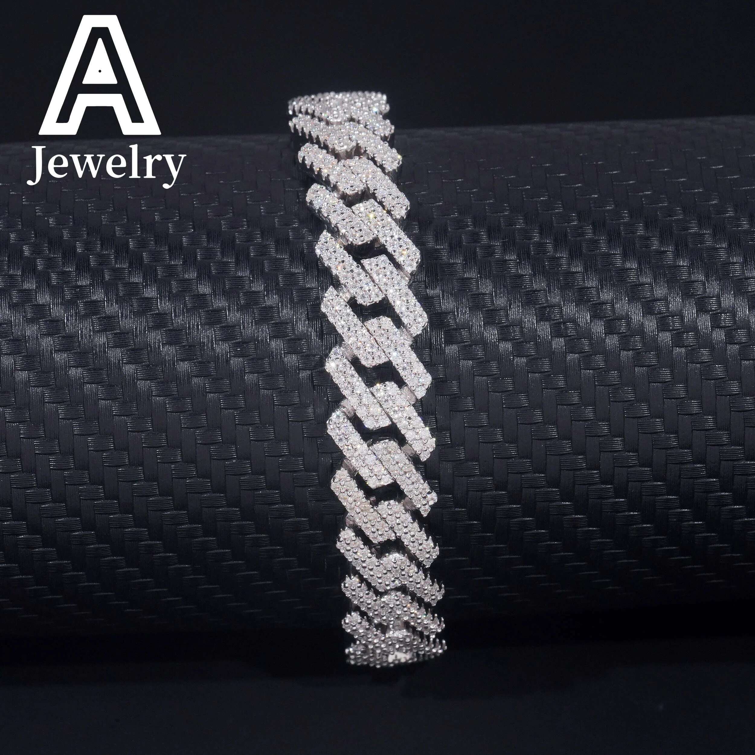 ced out Miami hip hop jewelry moissanite dia k chain 12mm s cuban necklace bracelet