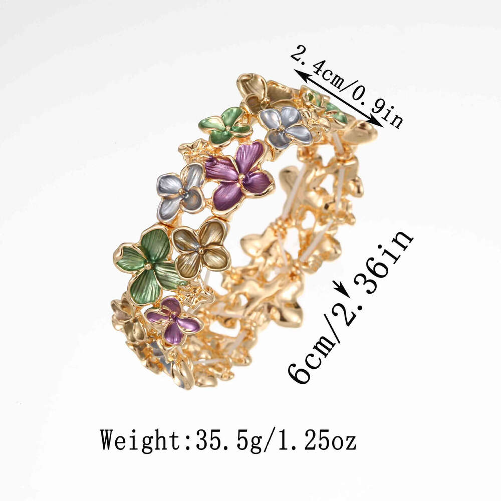 Designer bracelet Hot selg enamel colored elastic for women, high-end and versatile cherry blossom alloy bracelet