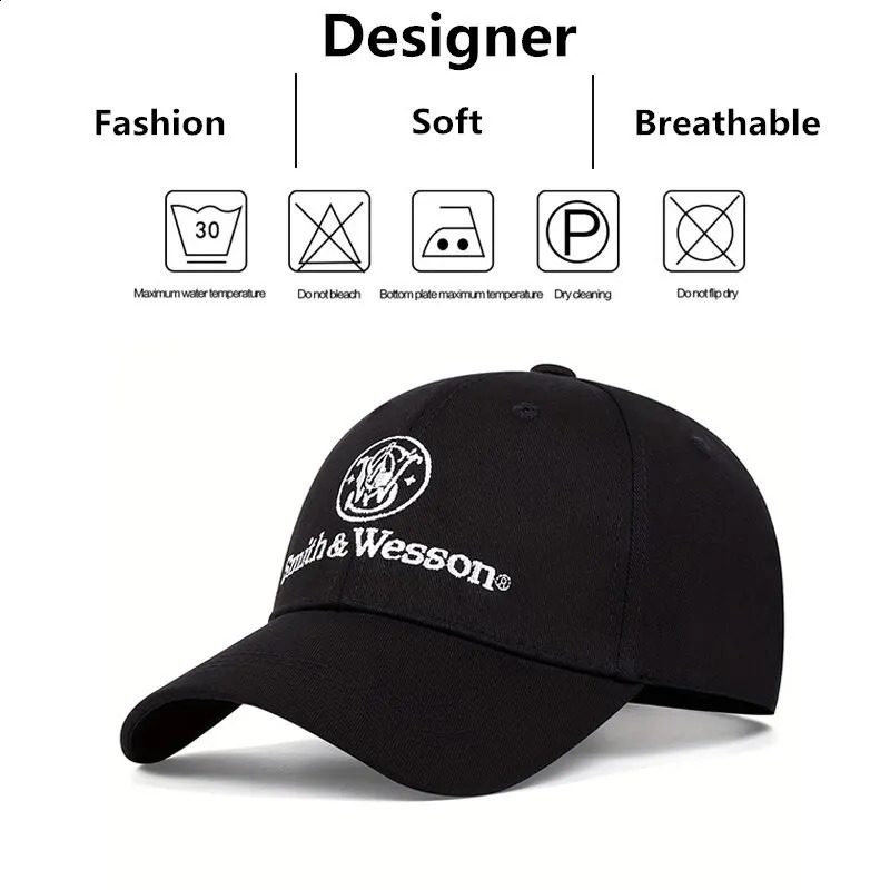 Fashion Smith Wesson Embroidery Hip Hop Hats Outdoor Adjustable Casual Baseball Caps Sunscreen Hat 250218