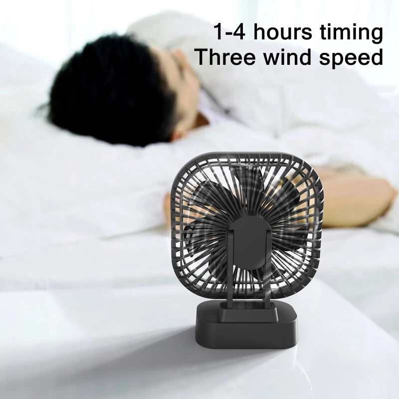 Mini USB Rechargeable Battery with Timer Strong Wind 3 Speed 7 Fan Leaf Desktop Portable Quiet Office Camping Outdoor