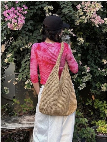 Shengbangrong Beach Grass Woven Single Side Seaside Large Capacity Bag Diagonal Vacation Shoulder Women's Summer Canvas #swissmilitary
