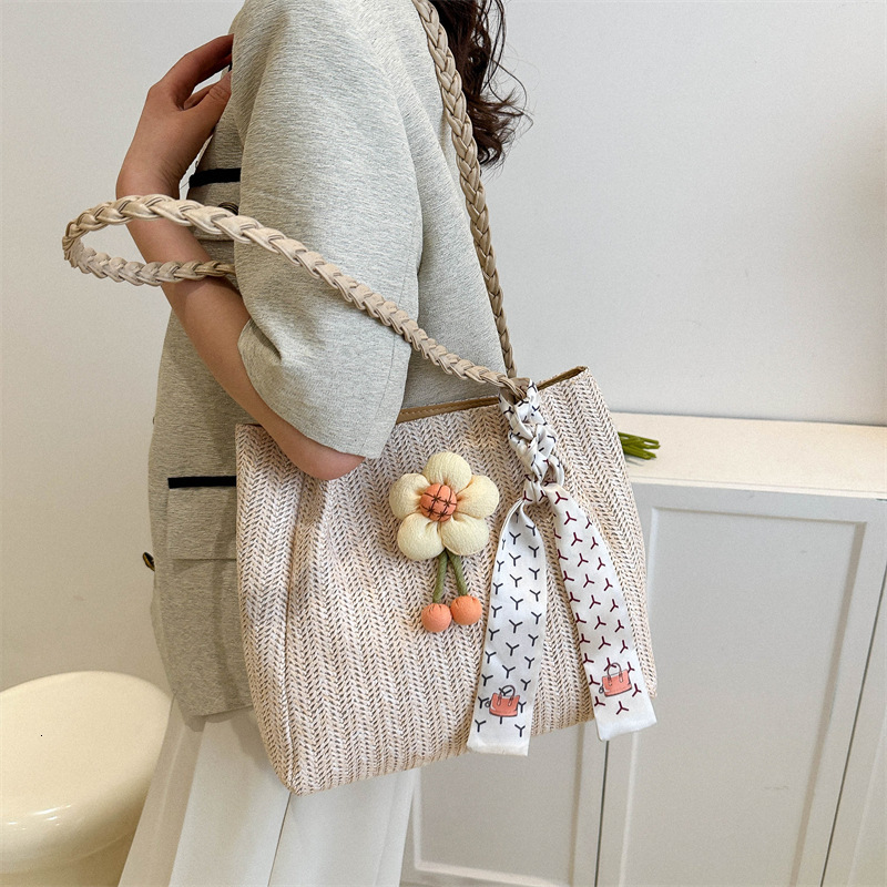 2023 Summer New Beach Vacation Tote Fashionable Casual Shoulder Women, Small and Simple Grass Woven Bag for Women #swissmilitary