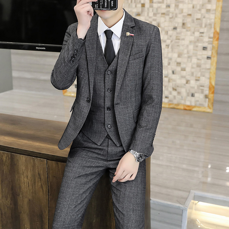 T227Trendy Slim-Fit Wedding Groom Tuxedo Versatile Professional & Business Casual Outfit