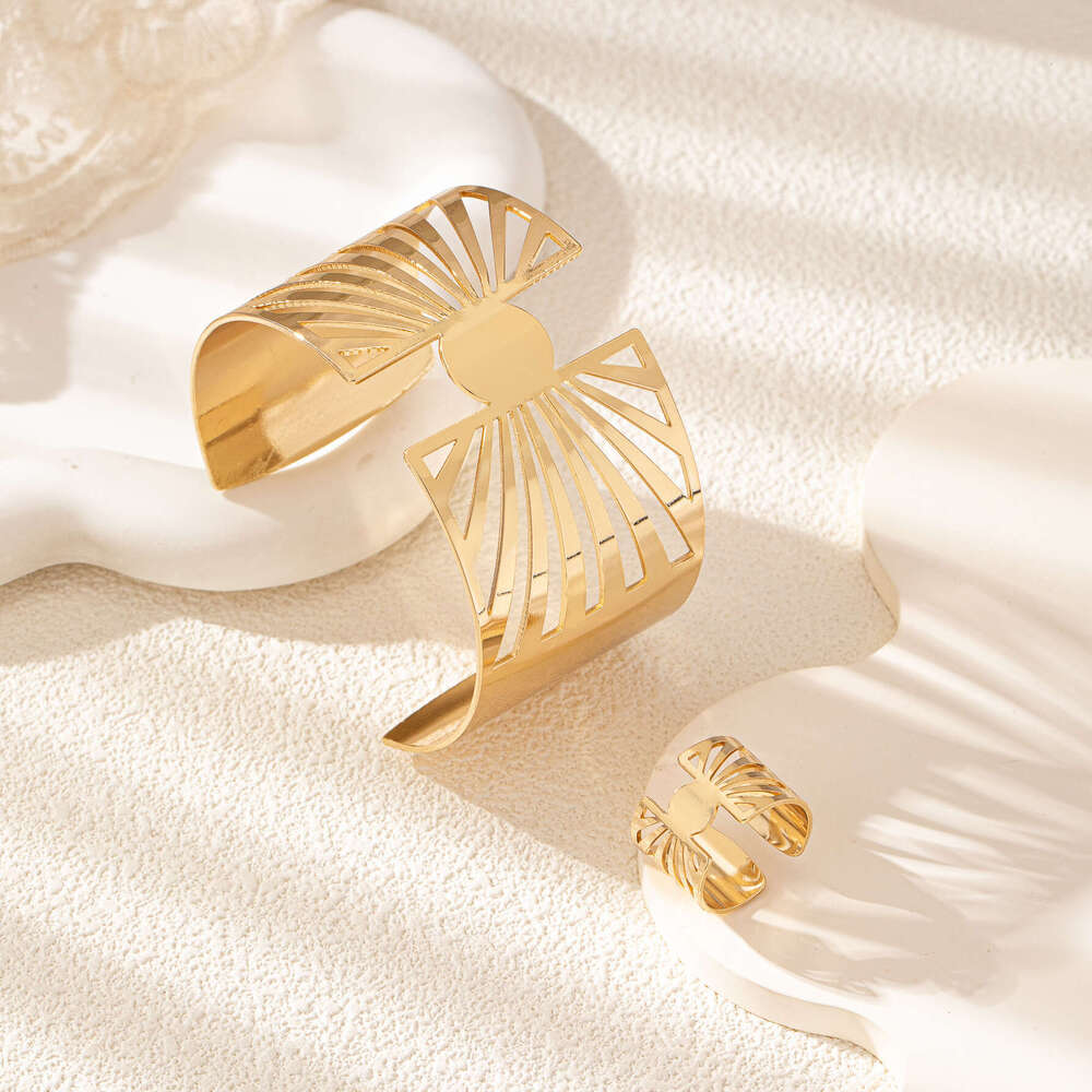 designer bracelet ring set exaggerated sun fashion irregular trend