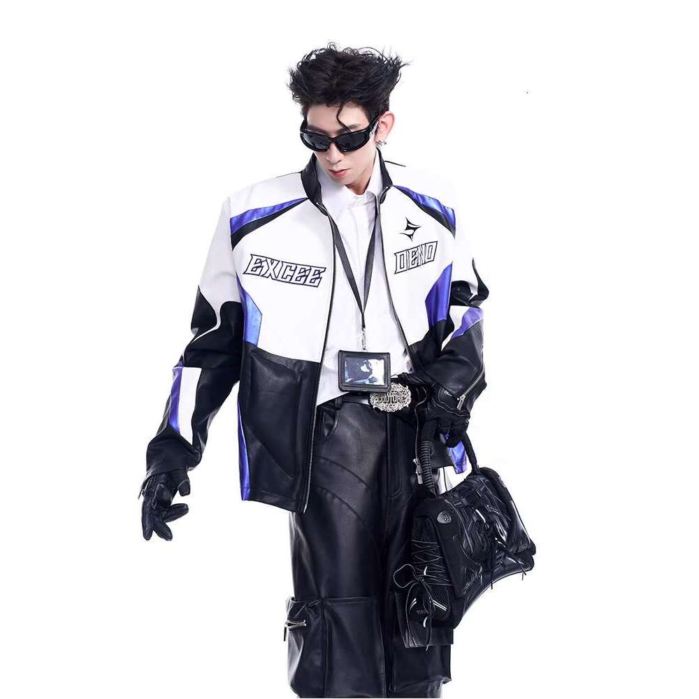 Leather Pants STARMotorcycle Leather Jacket For Men, Autumn Winter, Embroidered Letters, Three-Dimensional Silhouette, Cool And Stylish