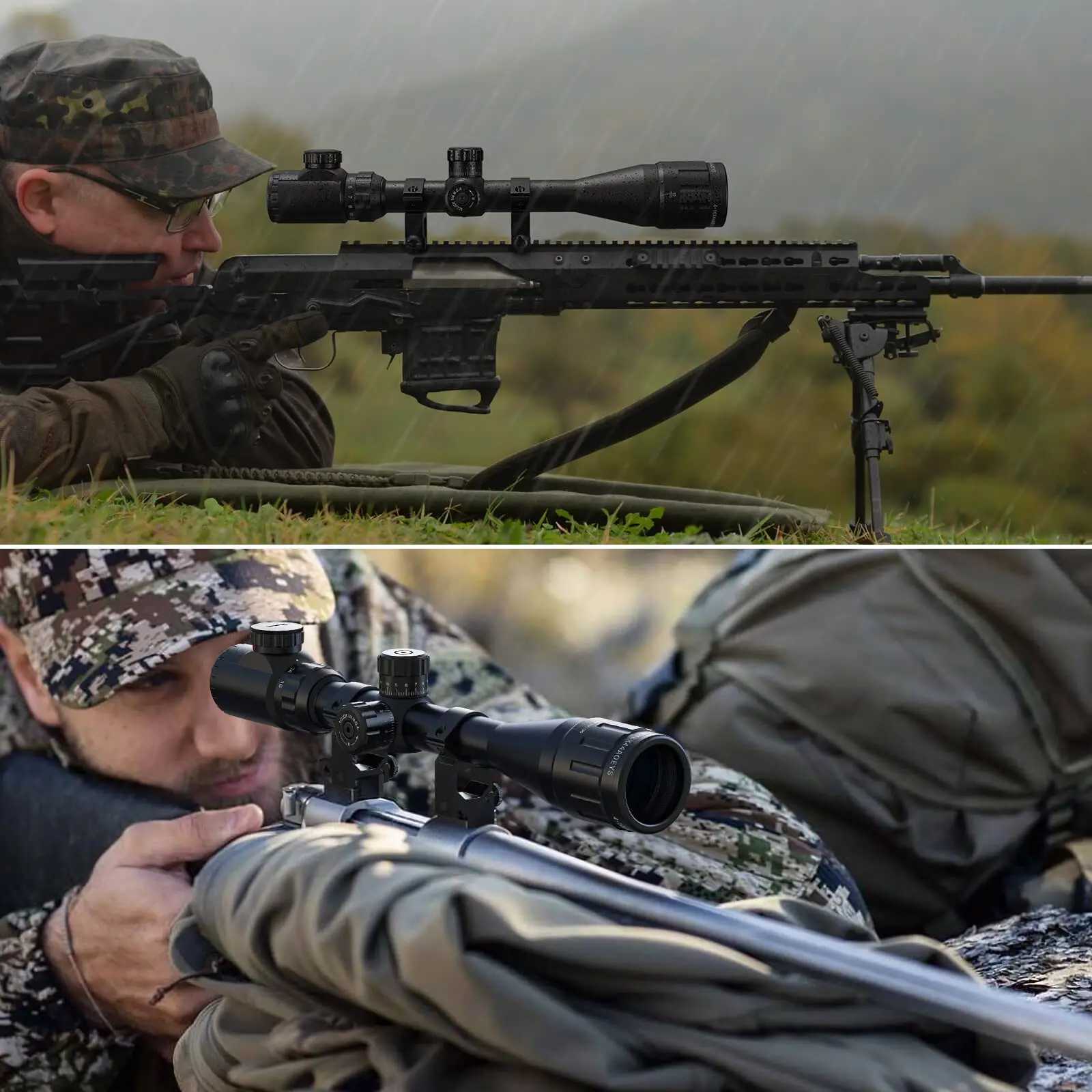 EZSHOOT 4-16x44 Riflescope Red Green Illuminated Reticle Crosshair Optics Scope Sight with Locking Turret Sunshade Hunting X250228
