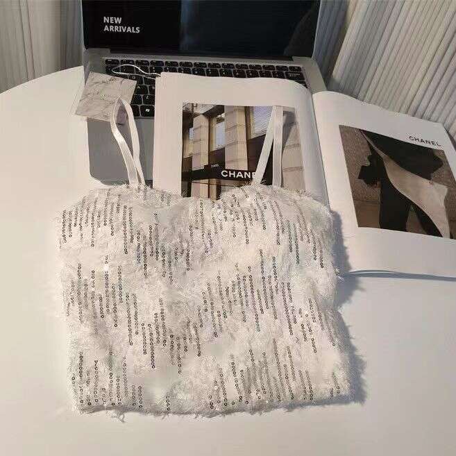 Xiaoxiangfeng sequins pure desire sexy camisole vest for women, worn internally externally, with chest cushion wrapped around the chest, beautiful bac