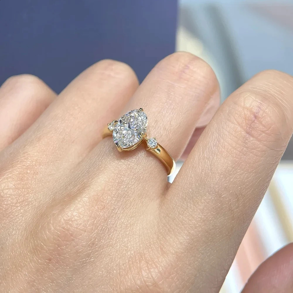 GRA Certified 2 Carat Engagement Ring For Women Sparkling Oval Cut Lab Diamond 925 Sterling Silver Wedding Party Band 250219