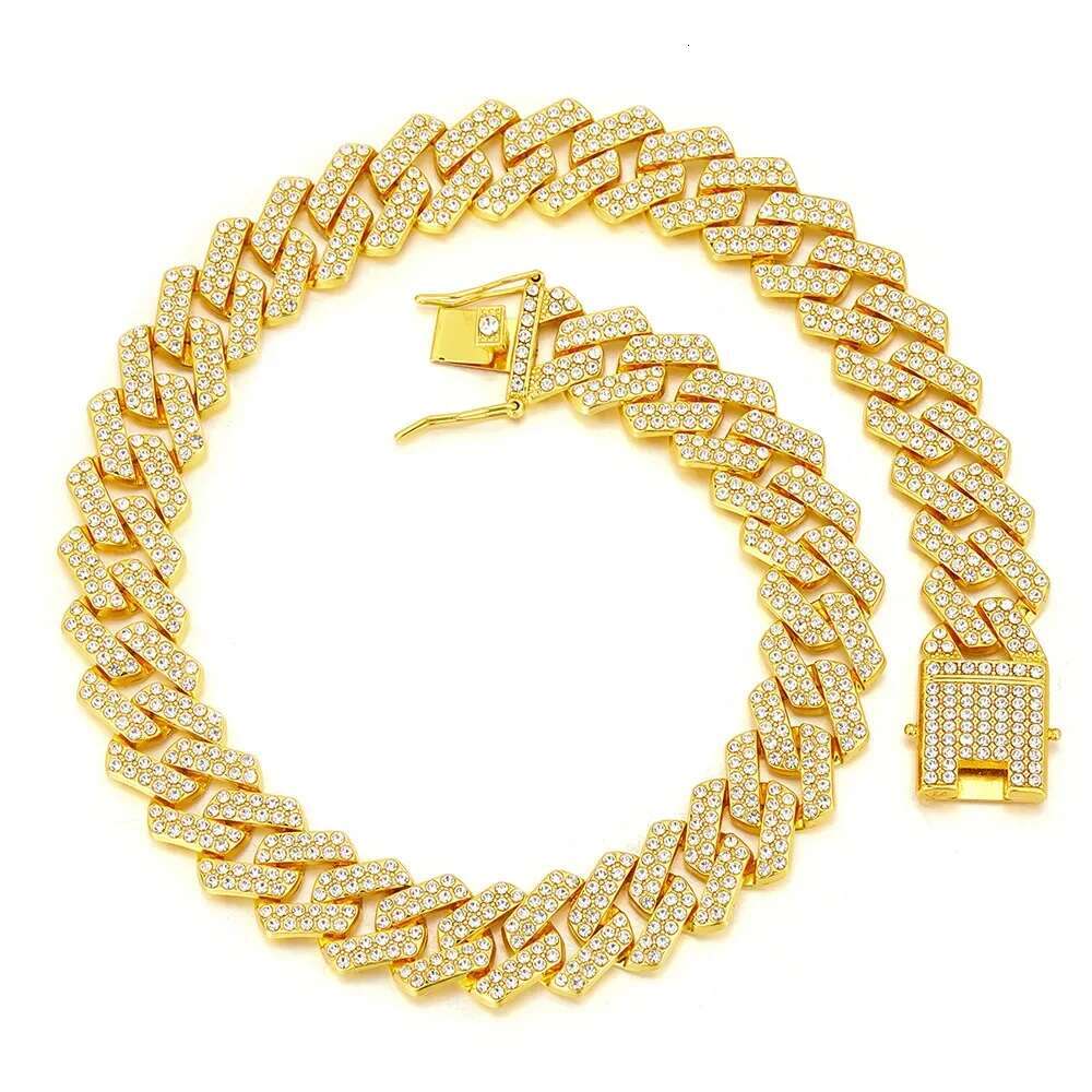 20mm Punk Hip Iced Out Miami Cuban k Chain Choker Necklace Bicolor Rhies Paved Heavy Chunky Neck Jewelry Accessory