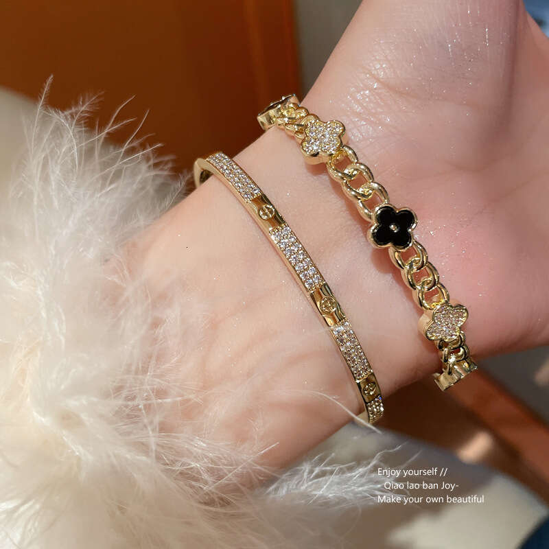 designer bracelet and Real gold electroplated zircon wer Korean ins high-end bracelet niche commuting new handmade accessory for women with gift box