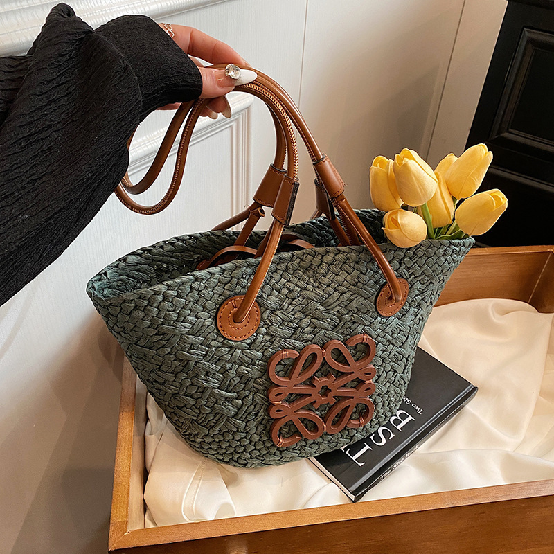 New 2025 vacation woven for women's spring and summer simple leisure beach bag, high-end fashion shoulder bag #swissmilitary