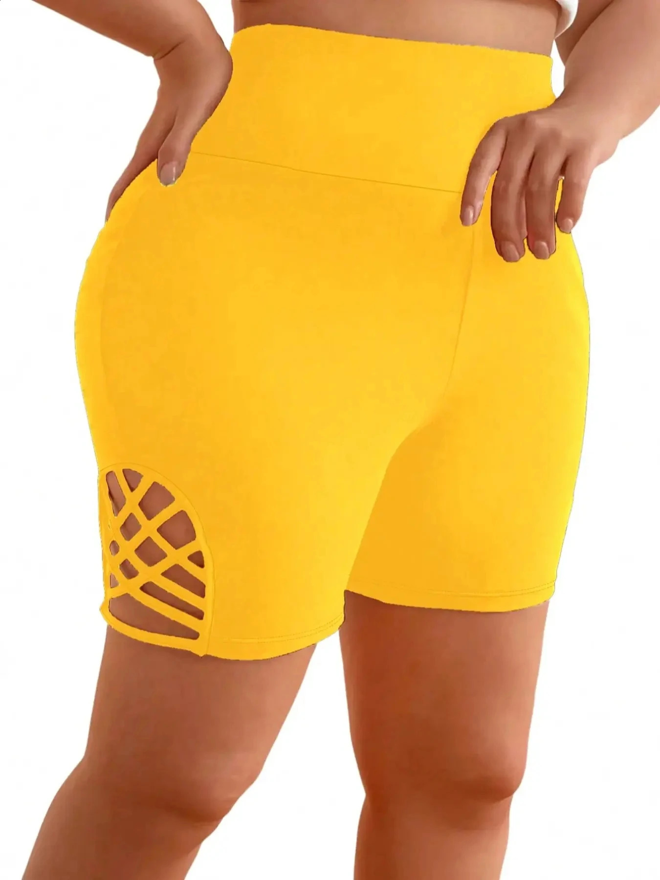 selling Plus Size Highwaisted Hiplifting Side Stripe Sports Fitness Slim Sexy Yoga Shorts 250228Z