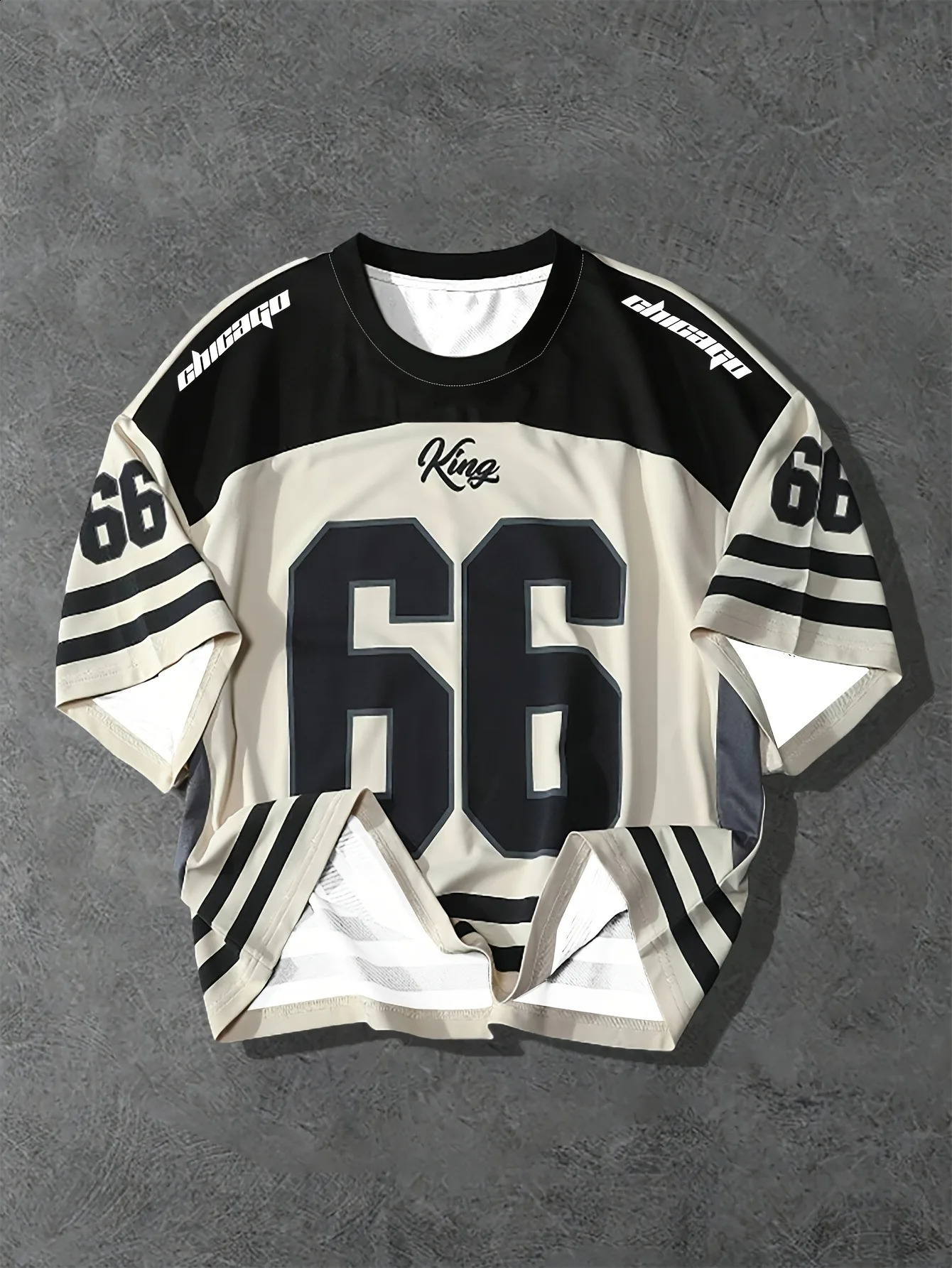 Mens casual crew collar Tshirt with Chicago letter printing pattern polyester floral summer daily outdoor streetwear 250228Z