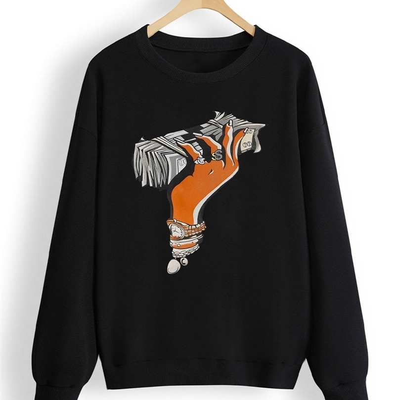 Autumn Plus Size Sweatshirt Casual Fashion Round Neck Trendy Loose Personality Versatile Printed Inner Top 250210
