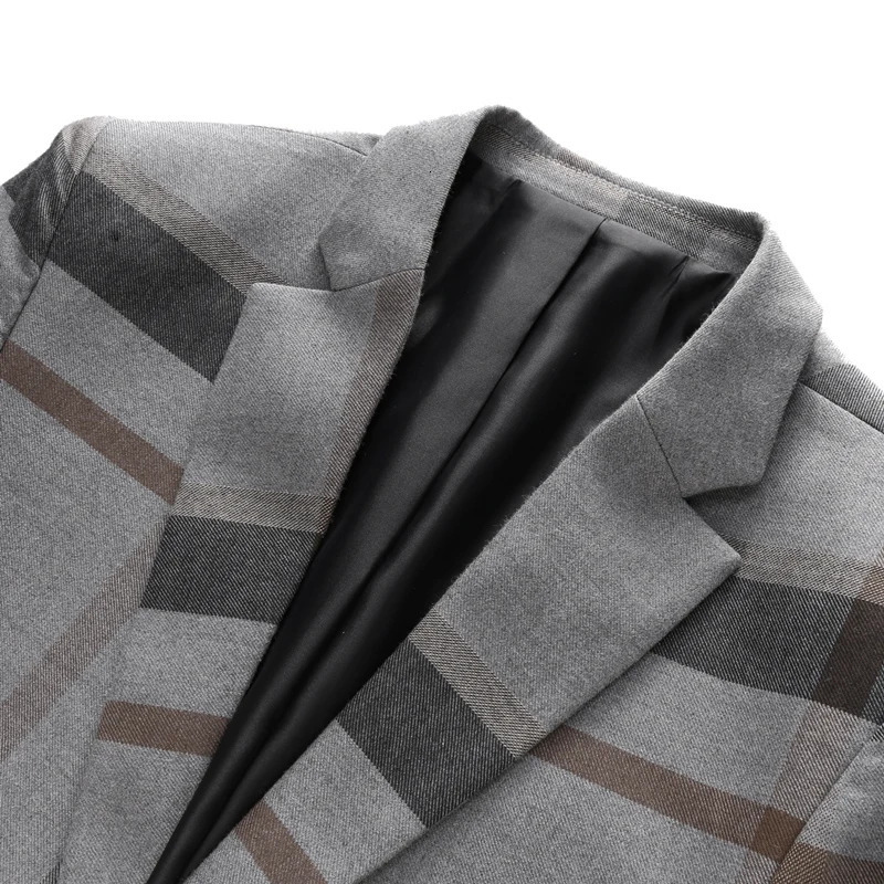 Mens Wedding Plaid Blue Gray Blazers Jacket Pants Vest 3 Pcs Set Slim Fit Business Tuxedo Dress Classic Formal Suits Coat 250224