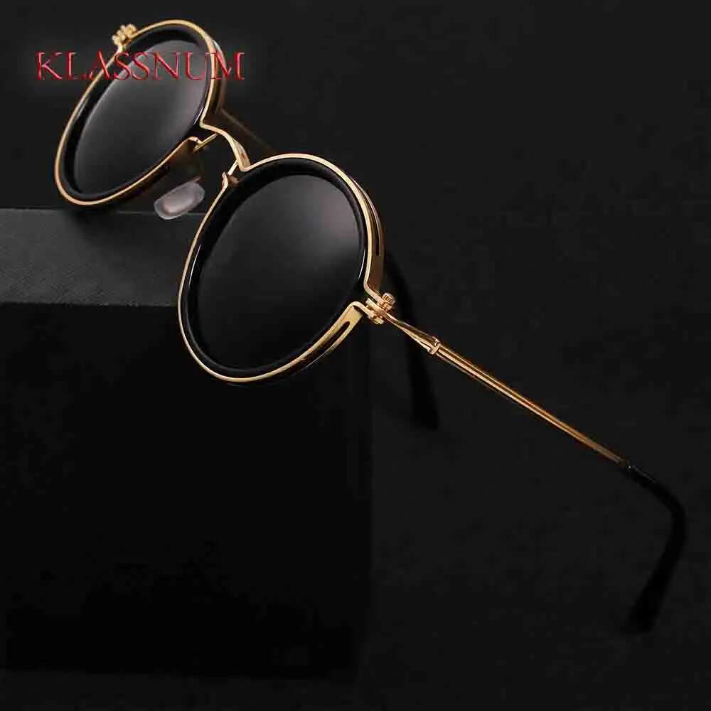 KLASSNUM Men Polarized Sunglases Design Metal Round Frame Sun Glasses Women Retro UV400 Shades Classic Eyewear 2024 New