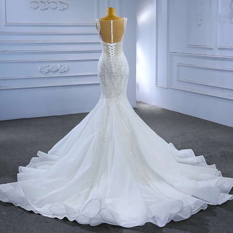 exquisite organza custom mermaid harvest wedding dresses for women beads