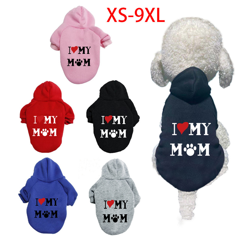 Comfortable Dog Hoodie: Soft, Lightweight Puppy Clothes Coats for Small Medium and Large Dogs, Highlighting The Heartfelt 'I LOVE MY MOM' Sl