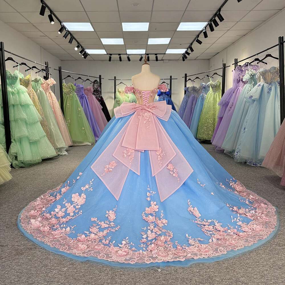 Custom Elegant Ball Gown Quinceanera Appliques Off Shoulder Prom Formal Birthday Party Dresses 15