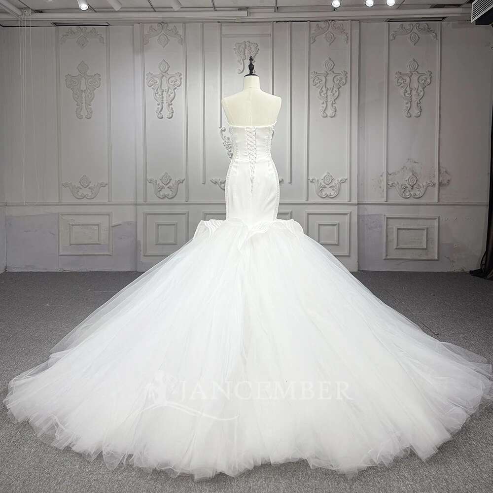 The Mermaid Sexy Female Wedding Formal Sleeveless Elegant Pleated Satin Custom Dresses