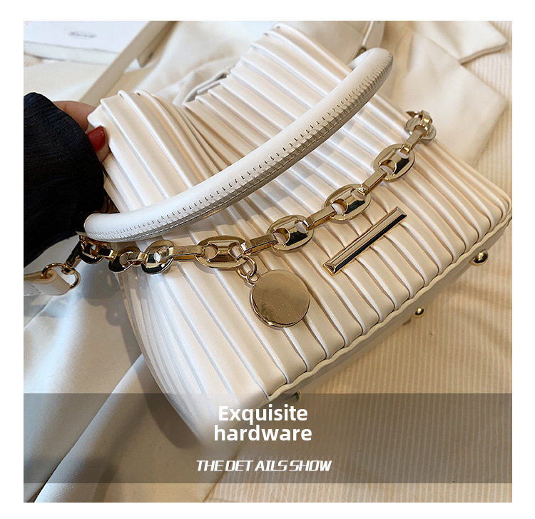 French High-end Women's 2024 New Fashion Pleated Portable Bucket Bag
