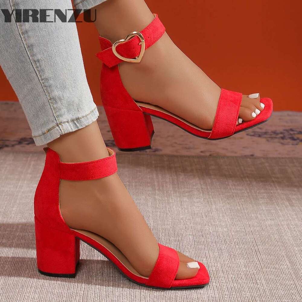Women New Summer Fashion Medium High Heels Outdoor Elegant Wedding Shoes Bridal Plus Size Buckle Strap Sandals