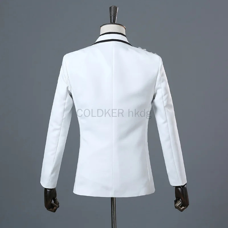 COLDKER Elegant Appliqued Mens Suits Slim Fit 2 Piece Formal Tuxedo Suits Blazer Pants with Bow Tie for Wedding Prom 250224
