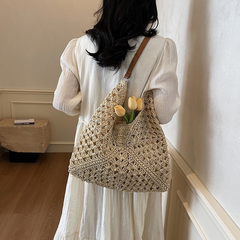 Lazy style woven tote big for women in spring and summer 2025, new large capacity shoulder bag, vacation beach bag #swissmilitary