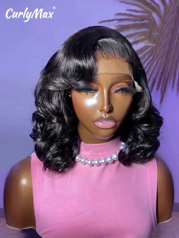 250% Transparent Short Bob Body Wave 13x4 Front Human Hair Wigs Brazilian Wavys 13x6 Lace Frontal 5x5 Closure Remy Wig