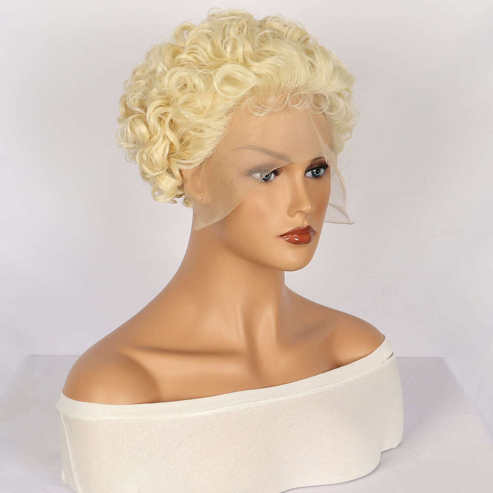 HD Front Lace Wig Lace Women S Golden Elf Wig E Wigs Short Curly Hair Synthetic Headband