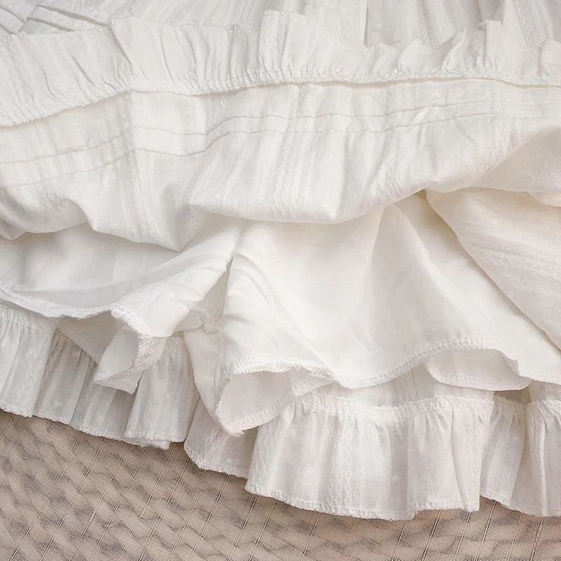 Sweet Cute Lace Mini Skirt Women Kawaii White Ruffles Pleated Short Skirts Woman 2025 Summer Korean High Waist A Line Skirts 250227