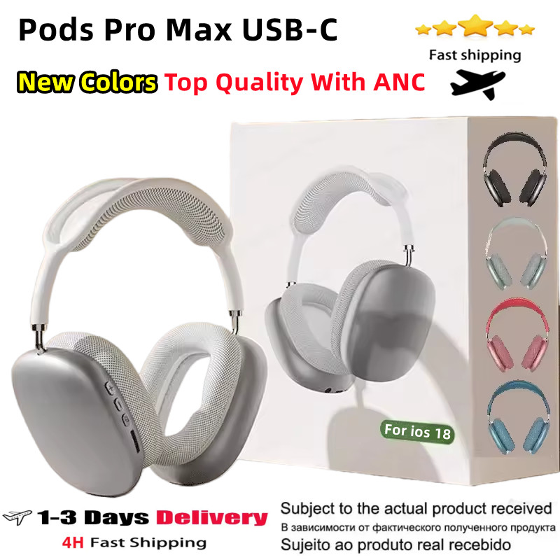 2024 Pods Pro Max ANC bluetooth headphones pro max Wireless headset USB C earphones Active Noise Canceling Starlight Midnight Earbuds Chip HD MIC Air3 Air4 AirPro 2