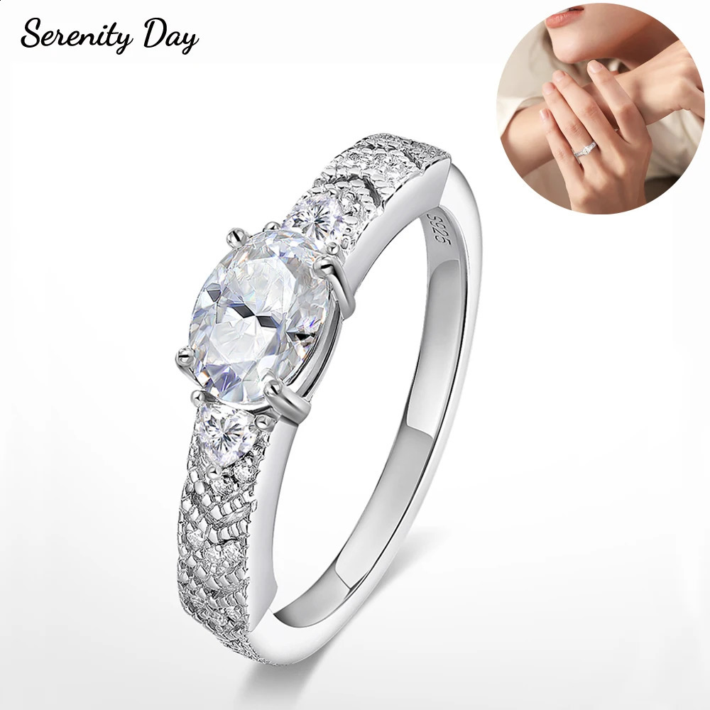 Serenity 1ct oval cut ring for womens wedding bride 100% S925 sterling silver ring plated with 18K band anniversary gift 250219