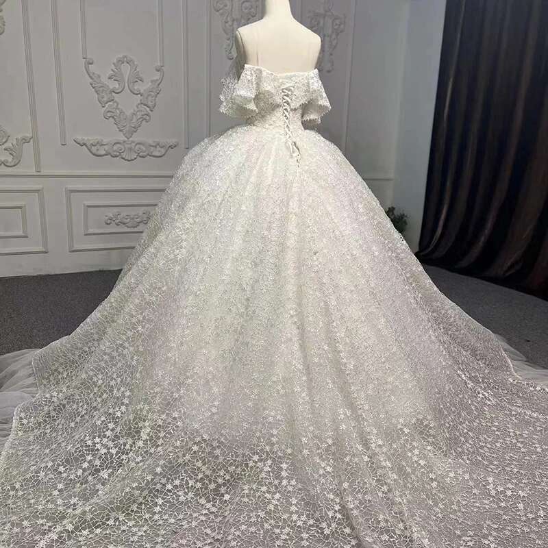 Exquisite dresses women organza ball gown custom wedding dress for bride 2025 ribbons pearls