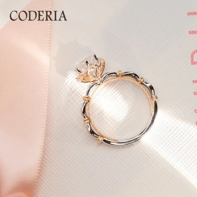 Real Sterling Silver Rose Diamond Ring D color 0.5CT Six Claw Engagement Wedding Ring Fine 18K Gold Jewelry 250219