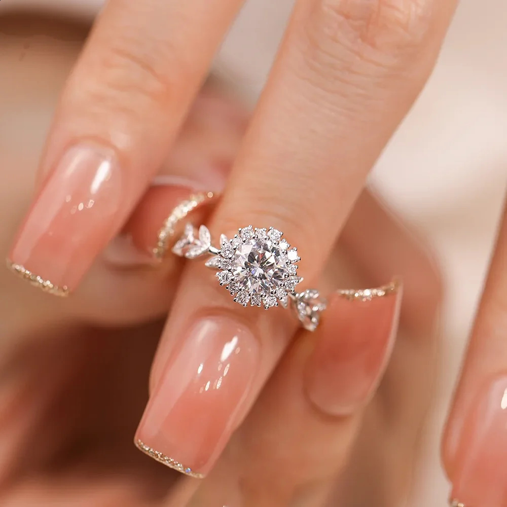 Snowflake Engagement Rings for Women 1carat D Color Diamond Wedding Ring with Gra Certificate 925 Silver Fine Jewelry 250219